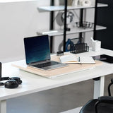 VIVO Ultra-Slim Single Top Height Adjustable Standing Desk Riser, Compact Sit Stand Desktop Converter for Monitor or Laptop, Light Wood, DESK-V001JF VIVO