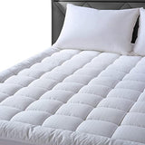 EASELAND Twin Size Mattress Pad Pillow Top Mattress Cover Quilted Fitted Cooling Protector Single Cotton Top 8-21" Deep Pocket (39x75 Inches, White) EASELAND
