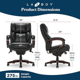 La-Z-Boy® Bellamy Executive Office Chair with Memory Foam Cushions, Real Wood Arms and Swivel Base, Waterfall Seat Edge, Faux Bonded Leather, Black La-Z-Boy