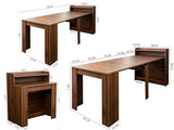 kevinplus 98.4'' Extendable Wood Dining Table with Storage for 6-10, Modern Rectangle Multifunctional Dining Kitchen Table Console Table for Living Room Home Office, Easy Assembly, Walnut kevinplus