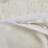Intelligent Design Malea Shaggy Duvet with Quilted Box Design, Long Faux Fur Comforter Cover Cozy Bedding Set, Matching Shams, (Insert Not Included) Full/Queen, Ivory 3 Piece, 90x90 Intelligent Design