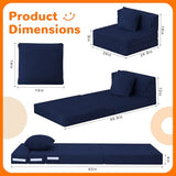 MeMoreCool Foldable Futon Chair Bed for Kids, Toddler Sofa Mattress, Convertible Foam Floor Couch, Tri-fold Sleeping Mattress (Navy) MeMoreCool