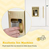 INFANS Kids Kitchen Playset, Cooking Toy Kitchen Set with Coffee Machine Stove Removable Sink Microwave Storage Cabinet, Simulation Wooden Play Kitchen for Toddler Boys Girls (Cream White) INFANS