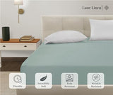 Fitted Twin XL Sheet - 4 Way Stretch Sheet with 360° Elastic Band - Upto 15" Deep Pocket Fitted Bottom Sheet - Ultra Soft, Fade Resistant, Breathable & Anti Shrink - Perfect for Dorm Rooms - Cool Blue LANE LINEN