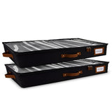 HOMELUX THEORY 2pc Low Profile Under Bed Storage Containers, Thin Under Couch Storage Organizer with Bins & Lids, Underbed Storage Box Ideal for Seasonal Clothes, Blankets, Fabric & Shoes (Black) HOMELUX THEORY