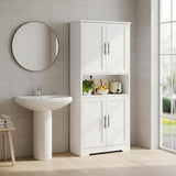 LIZHOUMIL 70" Tall Bathroom Storage Cabinet with Doors, Adjustable Shelves and Open Center Storage, Freestanding Bathroom Organizer,White LIZHOUMIL
