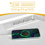 DWVO Computer Desk with Drawers & Hutch, 59.1" Office Desk with Power Outlets & LED Lights, Home Office Desk with Storage Shelves, White DWVO