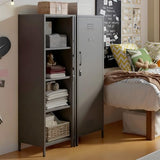 Epochsteele Metal Storage Cabinet Kitchen Pantry Cabinet for Bathroom Locking Storage Cabinet with Door and Removable Shelves (Black) Epochsteele