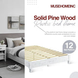 Rustic White Washed King Platform Bed Frame by MUSEHOMEINC – No Boxspring Needed, Timeless Design MUSEHOMEINC