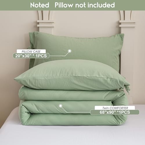 BOHOPOPM Softness Sage Green Twin/XL Comforter Set- Lightweight Super Soft Cozy Modern Polycotton Bedding Blanket Quilt Set for Kid Teen Boy Children Dorm All Season - 1 Down Comforter & 1 Pillowcase BOHOPOPM