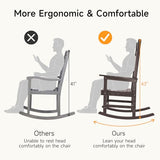 ONBRILL Outdoor Rocking Chair, All Weather Resistant HDPS Poly Rocker Chairs, Front Porch Rocker with 350 lbs Weight Capacity for Outdoor and Indoor-Brown ONBRILL