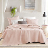Madison Park Queen Quilt Set Damask Coverlet Set for Queen Size Bed, Cottage Oversized Quilt Set, Scallop Edge, All Season, Pre-washed Cotton-Filled Queen Size Quilt, Tuscany, Full/Queen Blush 3 Piece Madison Park