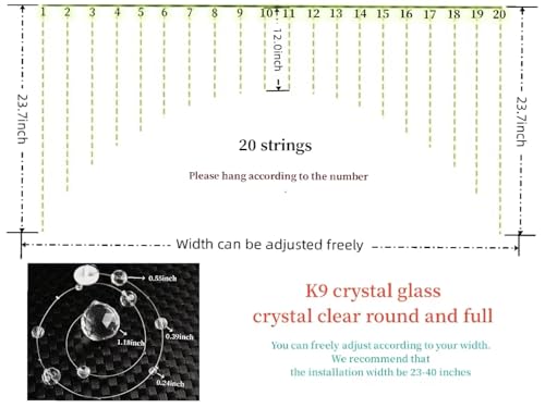Hanbinsen 20 Strings Crystal Beaded Curtain, Arched Door String Curtain, Hanging Doorway Room Divider Suitable for Home, Coffee House, Bedroom, Restaurant. (Chamgagne) Hanbinsen