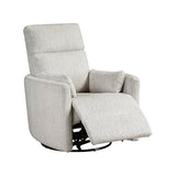 Lexicon Upholstered Swivel Recliner Chair - 360 Swivel Accent Chair Nursery Glider, Manual Recliner with Pull Handle, Microfiber, 2 Pillows, Easy Pull-Handle for Living Room/Bedroom/Apartment, Beige