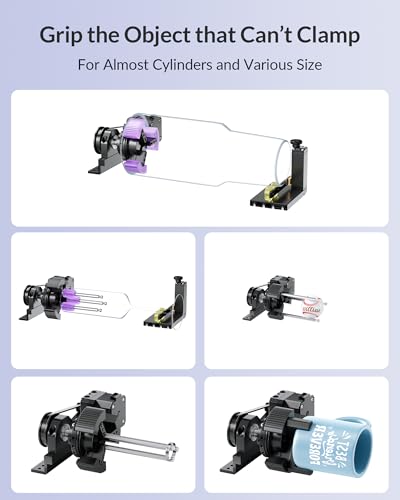 WECREAT Vision Rotary Pro, for Vision Series & Vision Pro Laser Engraver and Cutter Machine, Rotary Roller for Engraving Cylindrical Objects, Wine Glass, Tumblers, Jewelry Ring, Engravers Accessory WECREAT