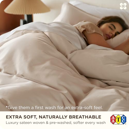 Bedsure Cotton Duvet Cover King, 100% GOTS Organic Cotton Duvet Cover Set, Fair Trade Certified King Bedding Set, Eco-Friendly, Ultra-Soft, Breathable Home Bedding for All Seasons(Linen, 104"x90") Bedsure