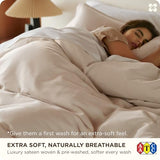 Bedsure Cotton Duvet Cover Queen, 100% GOTS Organic Cotton Duvet Cover Set, Fair Trade Certified Queen Bedding Set, Eco-Friendly, Ultra-Soft, Breathable Home Bedding for All Seasons(Linen, 90"x90") Bedsure