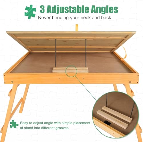 ALL4JIG Jigsaw Puzzle Table with Legs for 1500 Pieces, Firmer Adjustable Jigsaw Puzzle Board with 4 Drawers & Cover Birthday Gift for mom,25"x34"Portable Wooden Puzzle Table with Tilting for Adult ALL4JIG