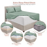 Hearth & Harbor Extra Deep Pocket Sheet Sets, Luxury Soft 6 Piece Bed Sheet Set Fits Mattress 18-24 Inches - Queen, Sage Green New Hearth & Harbor