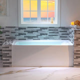 WOODBRIDGE 60" Acrylic Rectangular Alcove Soaking Bathtub in White with Left Drain, Brushed Nickel pop-up Drain Included, LB428-L WOODBRIDGE