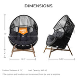 Grand patio Outdoor & Indoor Egg Chair 2PC, PE Wicker Open Weave Wood Grain Finish Oversized Egg Cocoon Chairs with Stand Lounge Chair Comfortable for Front Porch, Living Room, Bedroom (Dark Grey 2PC) Grand patio