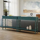 ARTPOWER Console Table for Entryway with 2 Drawers-Minimal Assembly,Green Retro Entryway Table with Storage Cabinets and Open Shelf,Narrow Long Couch Table Behind Sofa for Living Room,Foyer,Hallway ARTPOWER