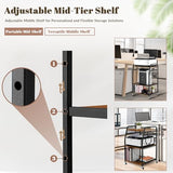 Vividwood Printer Stand - Large 3 Tier Printer Table with Adjustable Storage Shelf - Rolling Printer Cart with Wheels -Stable Desk for Printer Home Office Use (Rustic Brown) Vividwood