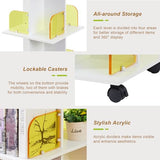 VECELO 4-Tier Rotating Corner Bookshelf with Wheels and Acrylic Dividers - Stylish Storage Solution for Home and Office VECELO