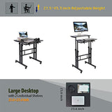 AIZ Double Table Mobile Standing Desk, Adjustable Computer Desk with Rolling Wheels, Portable Laptop Table for Standing or Sitting, Home Office Computer Workstation for Adults or Children AIZ