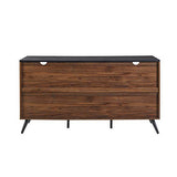 Walker Edison Modern 4 Drawer Sliding Door Wood Cabinet Buffet Entryway Serving Storage Cabinet Doors Dining Room Console, 59 Inch, Black and Dark Walnut Walker Edison