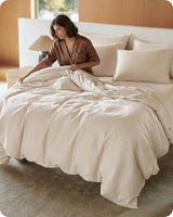 Bedsure Cotton Duvet Cover King, 100% GOTS Organic Cotton Duvet Cover Set, Fair Trade Certified King Bedding Set, Eco-Friendly, Ultra-Soft, Breathable Home Bedding for All Seasons(Linen, 104"x90") Bedsure