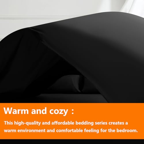 TAIMIT Twin Size Comforter Set - 5 Pieces, Bed in a Bag Bedding Sets with All Season Soft Quilted Warm Fluffy Reversible Comforter,Flat Sheet,Fitted Sheet,1 Pillow Shams,1 Pillowcases,Black TAIMIT