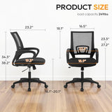 BestOffice | Ergonomic Office Chair | Mid-Back Swivel Desk Chair | Breathable Backrest & Lumbar Support | Adjustable Height | Sponge Seat | Rolling Wheels | Dark Black | for Adults & Women BestOffice