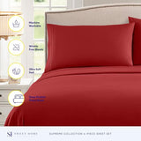 Full Size Sheet Sets - Breathable Luxury Sheets with Full Elastic & Secure Corner Straps Built In - 1800 Supreme Collection Extra Soft Deep Pocket Bedding Set, Sheet Set, Full, Red Sweet Home Collection