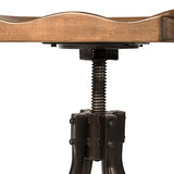 Hillsdale Worland Backless Metal Adjustable Height Stool with Wood Saddle Seat, Brown Hillsdale