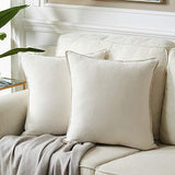 Fancy Homi Ivory 26x26 Pillow Covers Set of 2, Euro Pillow Sham 26x26, Super Soft Faux Suede Square Solid Big Cream Throw Pillow Covers for Couch Bedroom 66x66 cm Fancy Homi