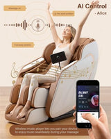 Msutree 3D Massage Chair Full Body, Zero Gravity SL-Track Shiatsu Massage Recliner Chair with Heat, AI Voice Control, Foot Rollers, Airbags, Auto Modes, Smart Screen Controller, White Msutree