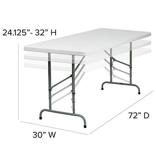 Flash Furniture Kathryn 6-Foot Height Adjustable Granite White Plastic Folding Table Flash Furniture