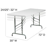 Flash Furniture Kathryn 6-Foot Height Adjustable Granite White Plastic Folding Table Flash Furniture