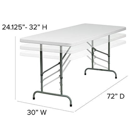 Flash Furniture Kathryn 6-Foot Height Adjustable Granite White Plastic Folding Table