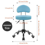 KKTONER Rolling Stool with Mid Back Height Adjustable Chair PU Leather Swivel Chair with Wheels for Office Home Task Drafting Sky Blue KKTONER