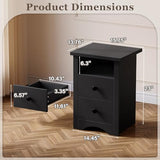 YESHOMY Nightstand Set of 2, Farmhouse Night Stand with 2 Storage Drawers and Open Shelf, Bedside Tables for Bedroom Small Space, Black YESHOMY