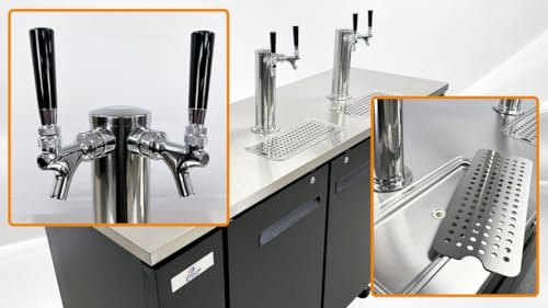 Beer Keg Dispenser Kegerator Commercial Refrigerator 72" Brew Fridge cooler Stainless steel NSF 4 Tap, Black, Three Half Keg, 2 Tower UDD24-72 cooler depot