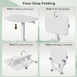 JYLH JOYSEEKER Foldable Mobile Standing Desk, 27"×21" Portable Rolling Laptop Cart with 90° Tiltable Board, Height Adjustable Workstation with Wheels, Folding Table for Home Office, White JYLH JOYSEEKER