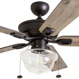 Prominence Home Abner Modern Farmhouse 52 Inch Ceiling Fan with Light, Outdoor Fan/Indoor Tri-Mount LED Ceiling Fan with 5 Blades, Silver Oak and Maple Brown Blade Finish Options, Bronze (80091-01) Prominence Home