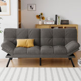 AMICLIBER Futon Sofa Bed Convertible Couch, Grey Linen Sofa Bed with Memory Foam, Adjustable Backrest & Armrests, Multifunctional Small Loveseat Sleeper Sofa for Living Room, Apartment, Office AMICLIBER
