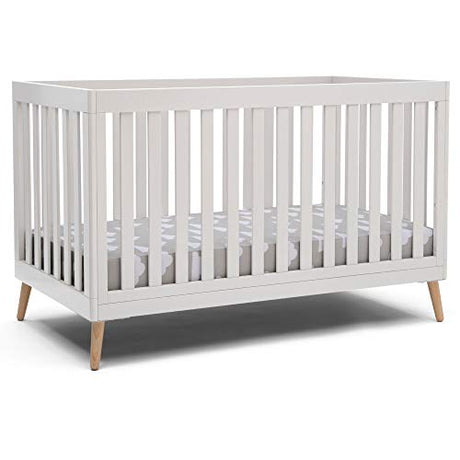 Delta Children Essex 4-in-1 Convertible Baby Crib, Bianca White with Natural Legs Delta Children