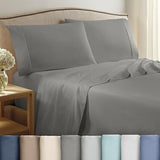 3 Piece Twin Sheet Set | 400 Thread Count | Twin Bed Sheets Set | Lightweight Breathable 100% Cotton Sheets | Wrinkle Resistant & Fade Resistant Sateen Sheets | Silky Soft & Durable | Gray Martex