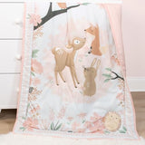 The Peanutshell 3 Piece Baby Crib Bedding Set for Girls - Newborn, Infant & Toddler Nursery Bed Set Decor with Fitted Crib Sheet, Dust Ruffle Comforter - Fairytale Forest The Peanutshell