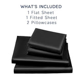 GOLAL Satin Sheets Full Size - 4 Pieces Luxury Silky Soft Bed Sheets, Wrinkle-Free Black Satin Silk Sheet Set with 1 Deep Pocket Fitted Sheet, 1 Flat Sheet, 2 Pillow Cases GOLAL